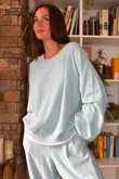 Terry B Lantern Sleeve Sweatshirt Turquoise